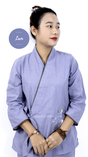 Áo lam đi chùa mẫu Bà Lai Nhật màu Lam