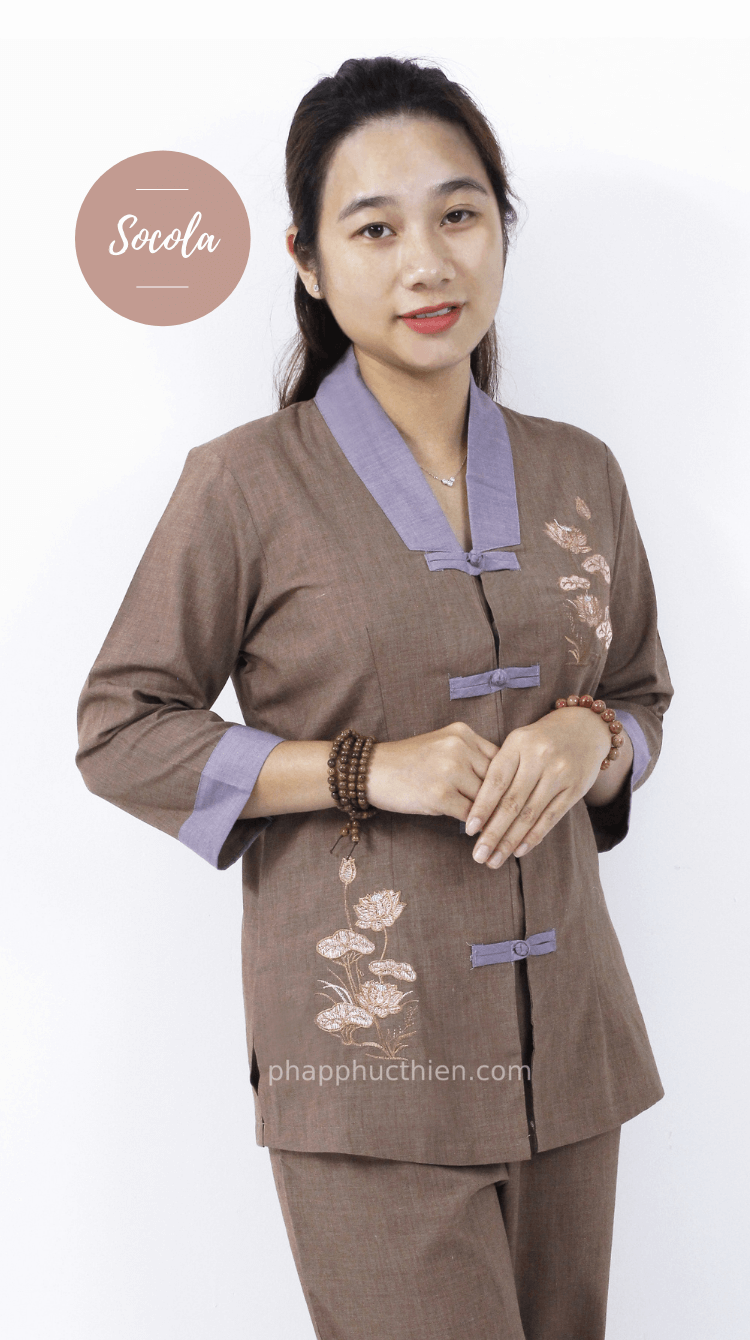 ao lam di chùa La Hán màu Socola