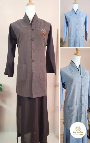 áo khoác đi chùa ghilê linen Ấn Độ