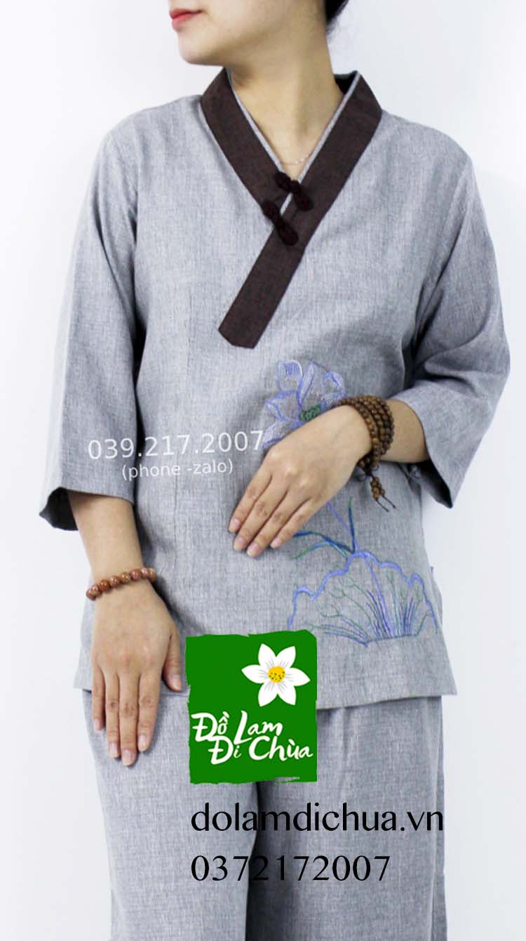 do_lam_di_chua_cao_cap_xam_1 Đồ Lam Đi Chùa Linen Ấn Độ Cao Cấp Màu Xám