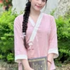 Đồ lam đi chùa nữ màu hồng