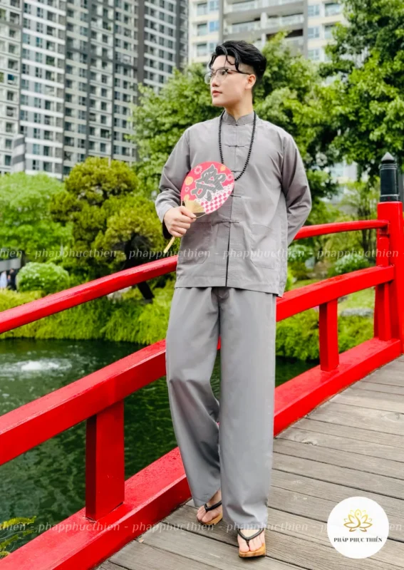 đồ lam đi chùa nam màu xám