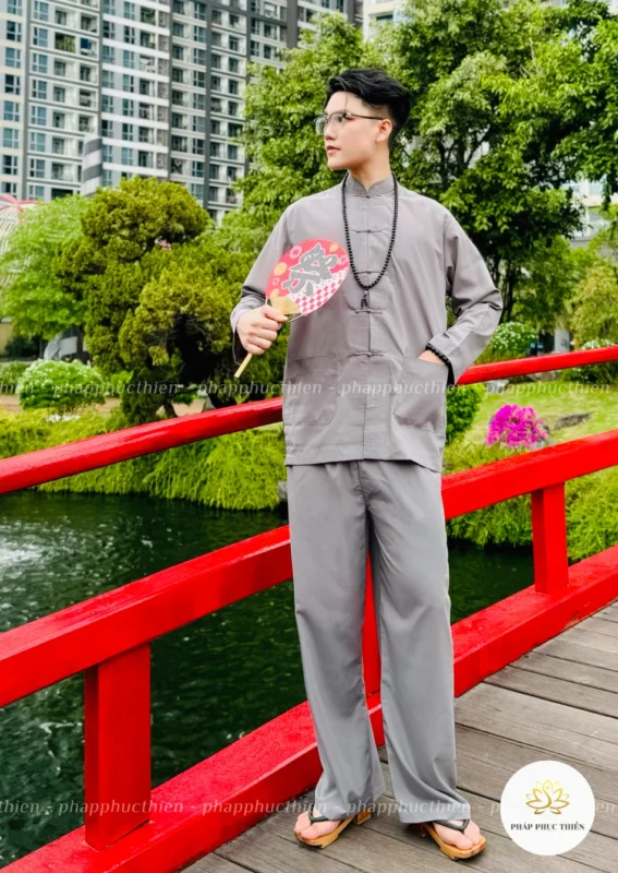 đồ lam đi chùa nam màu xám