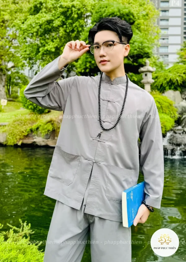 đồ lam đi chùa nam màu xám