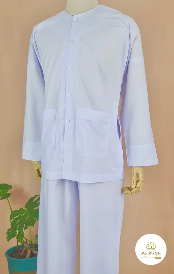 bộ đồ lam đi chùa màu trắng