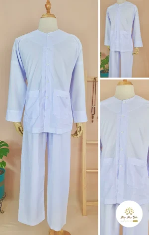 bộ đồ lam đi chùa màu trắng