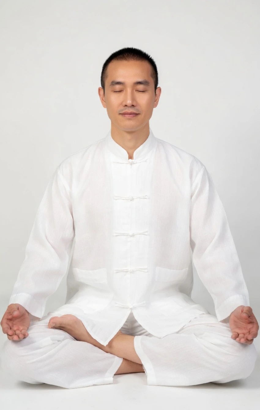 pháp phục linen ấn màu trắng