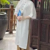 Đồ Lam Áo Dài Cách Tân Nút Kem
