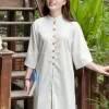 Đồ Lam Áo Dài Cách Tân Nút Kem