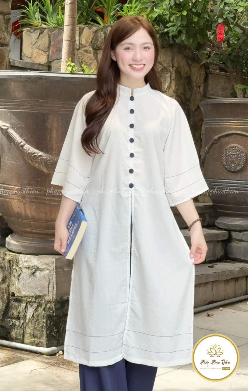 Đồ Lam Áo Dài Cách Tân Nút Xanh Coban