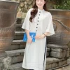 Đồ Lam Áo Dài Cách Tân Nút Xanh Coban