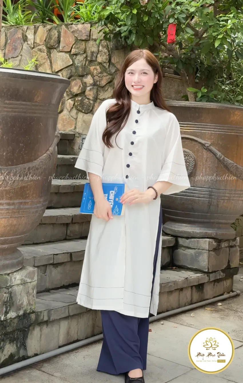 Đồ Lam Áo Dài Cách Tân Nút Xanh Coban