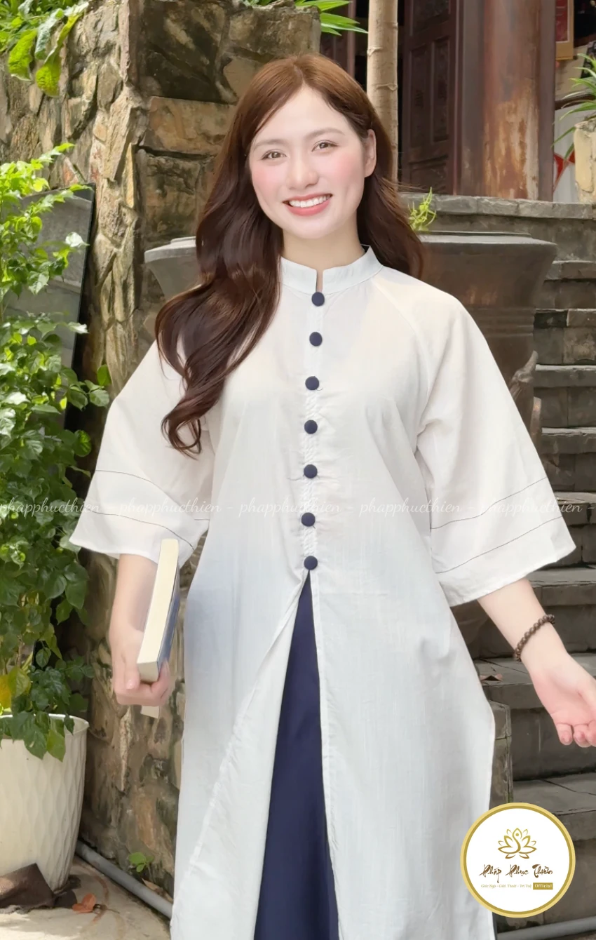 Đồ Lam Áo Dài Cách Tân Nút Xanh Coban
