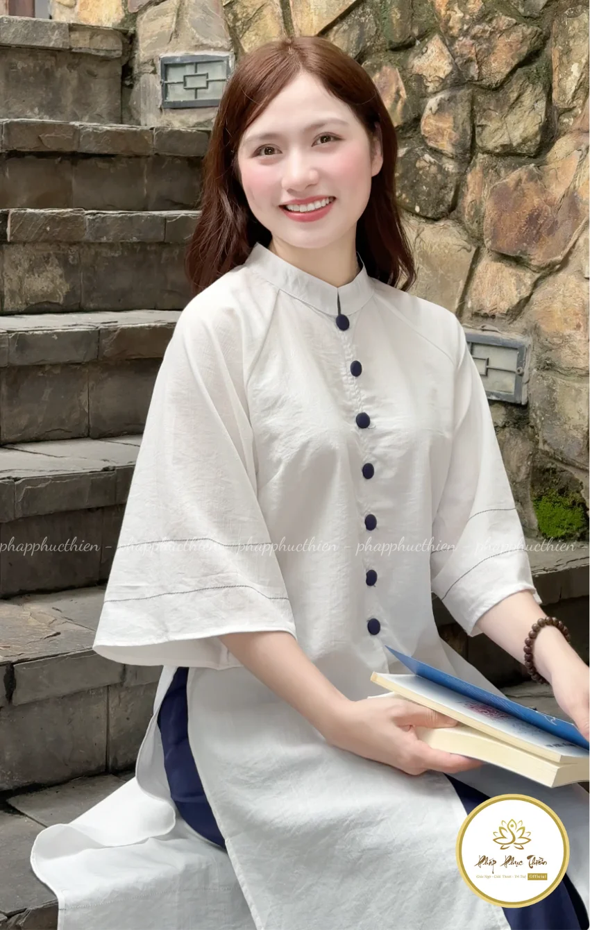 Đồ Lam Áo Dài Cách Tân Nút Xanh Coban