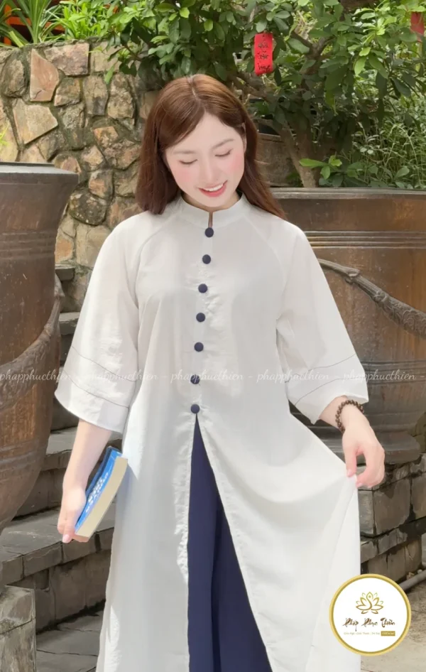 Đồ Lam Áo Dài Cách Tân Nút Xanh Coban