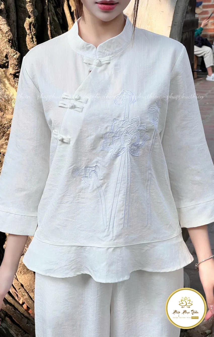 Đồ Lam Liên Hoa Sen Màu Trắng