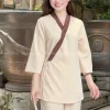 Đồ Lam Nhật Nữ Vạt Xéo Màu Kem