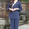 Đồ Lam Nhật Nữ Vạt Xéo Màu Xanh Coban