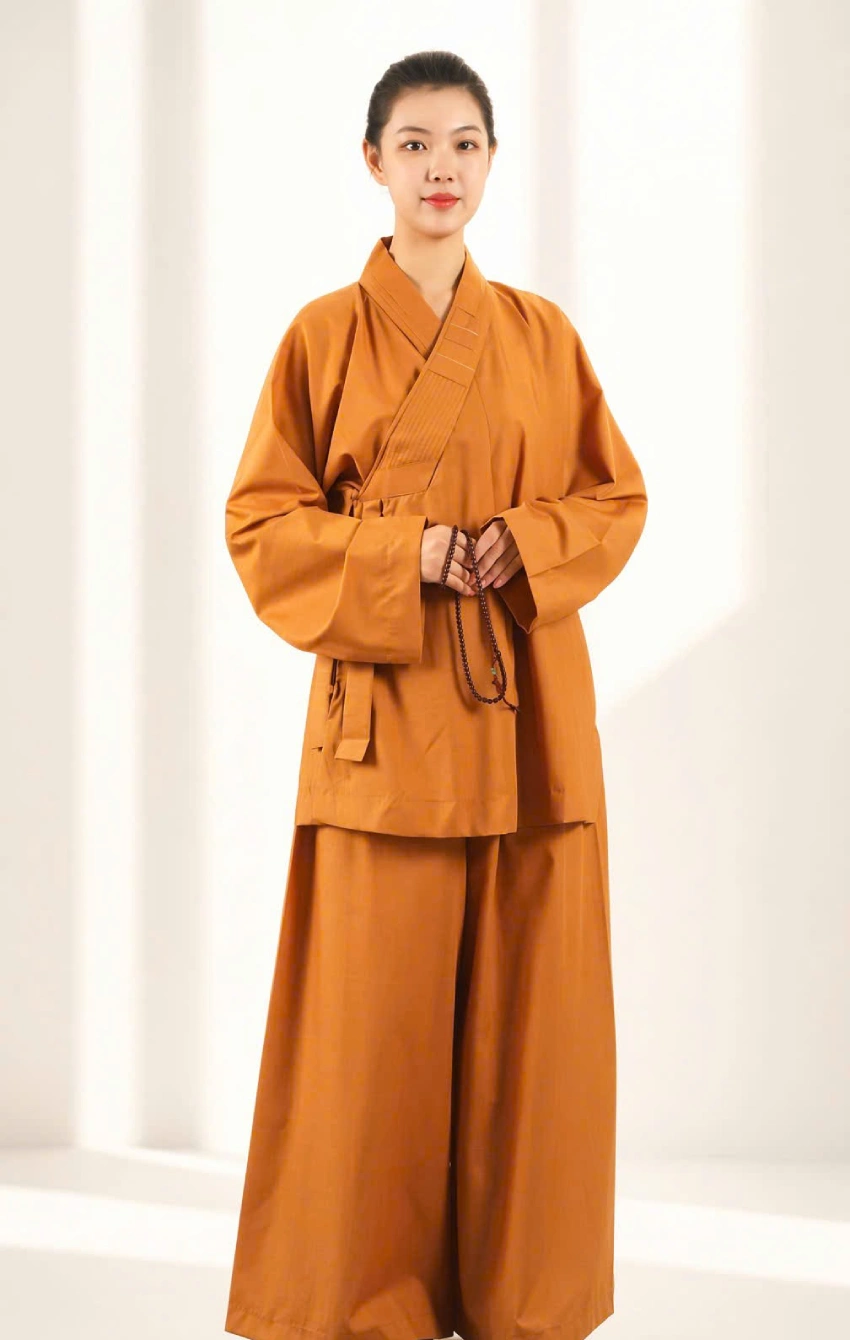 phap-phuc-tang-ni-cao-cap - Đồ Lam Đi Chùa Giá Sỉ Pháp Phục Tăng Ni Cotton Lụa Cao Cấp Màu Nâu